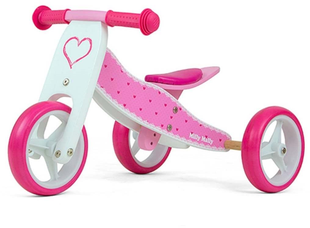 Milly Mally Detské multifunkčné odrážadlo bicykel 2 v 1 Jake Hearts