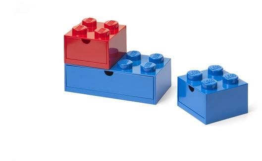 LEGO stolné boxy so zásuvkou Multi-Pack 3 ks – červená, modrá