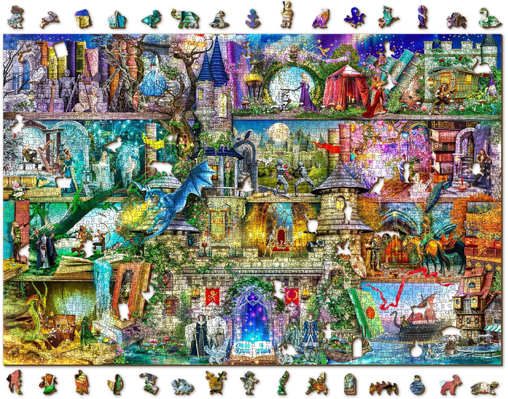 Woden City Drevené puzzle Bola raz jedna rozprávka 2v1, 2000 dielikov eko
