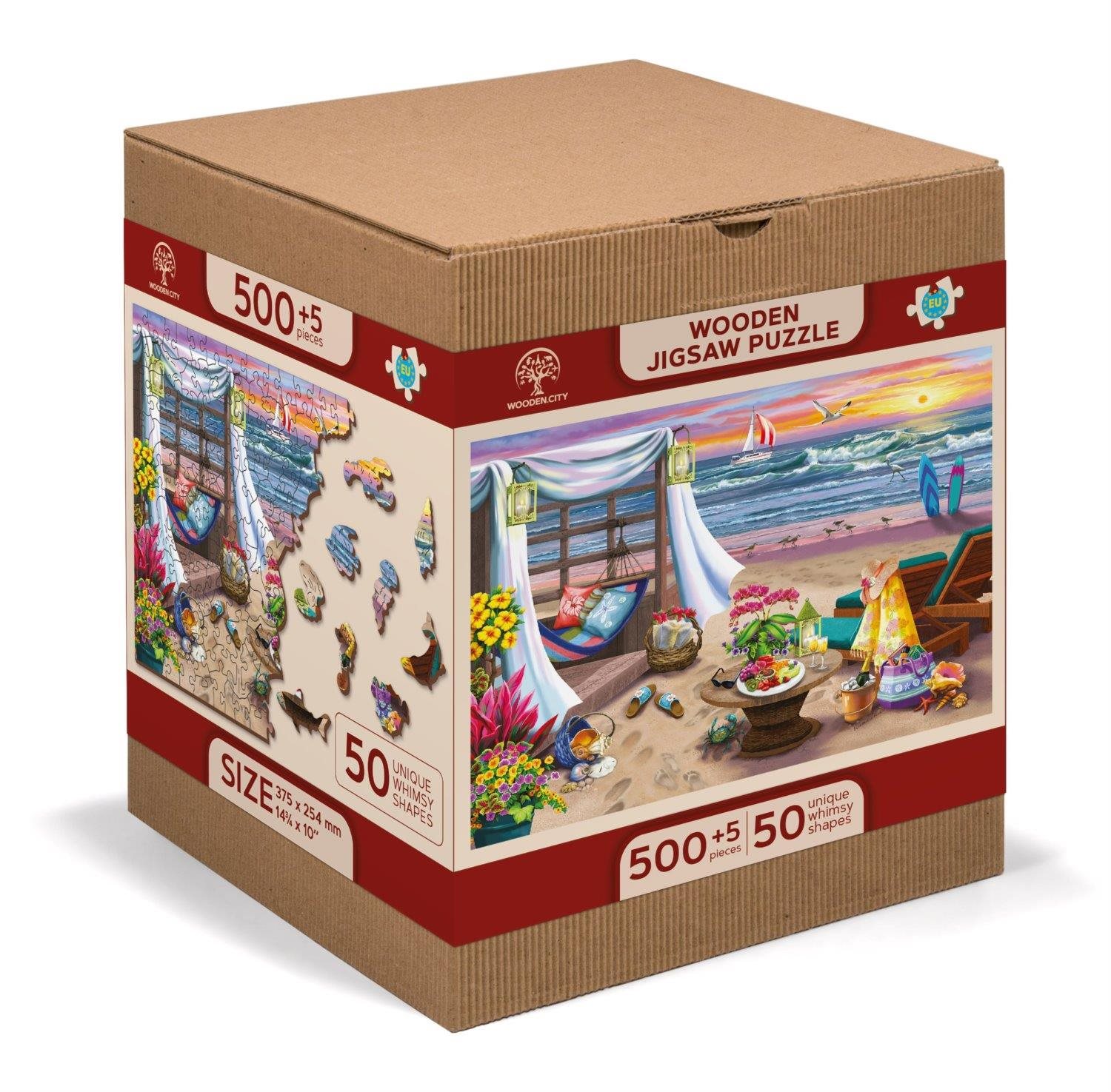 Woden City Dřevěné puzzle Letní čas 2v1, 505 dílků eko