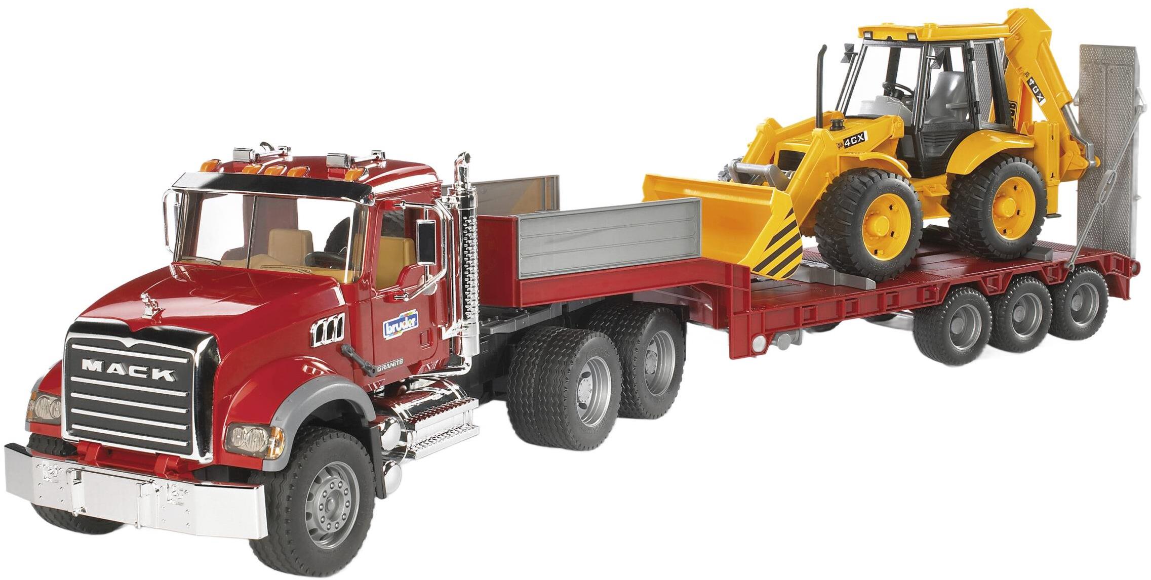 Bruder 02813 Ťahač MACK Granite s bagrom JCB 4CX