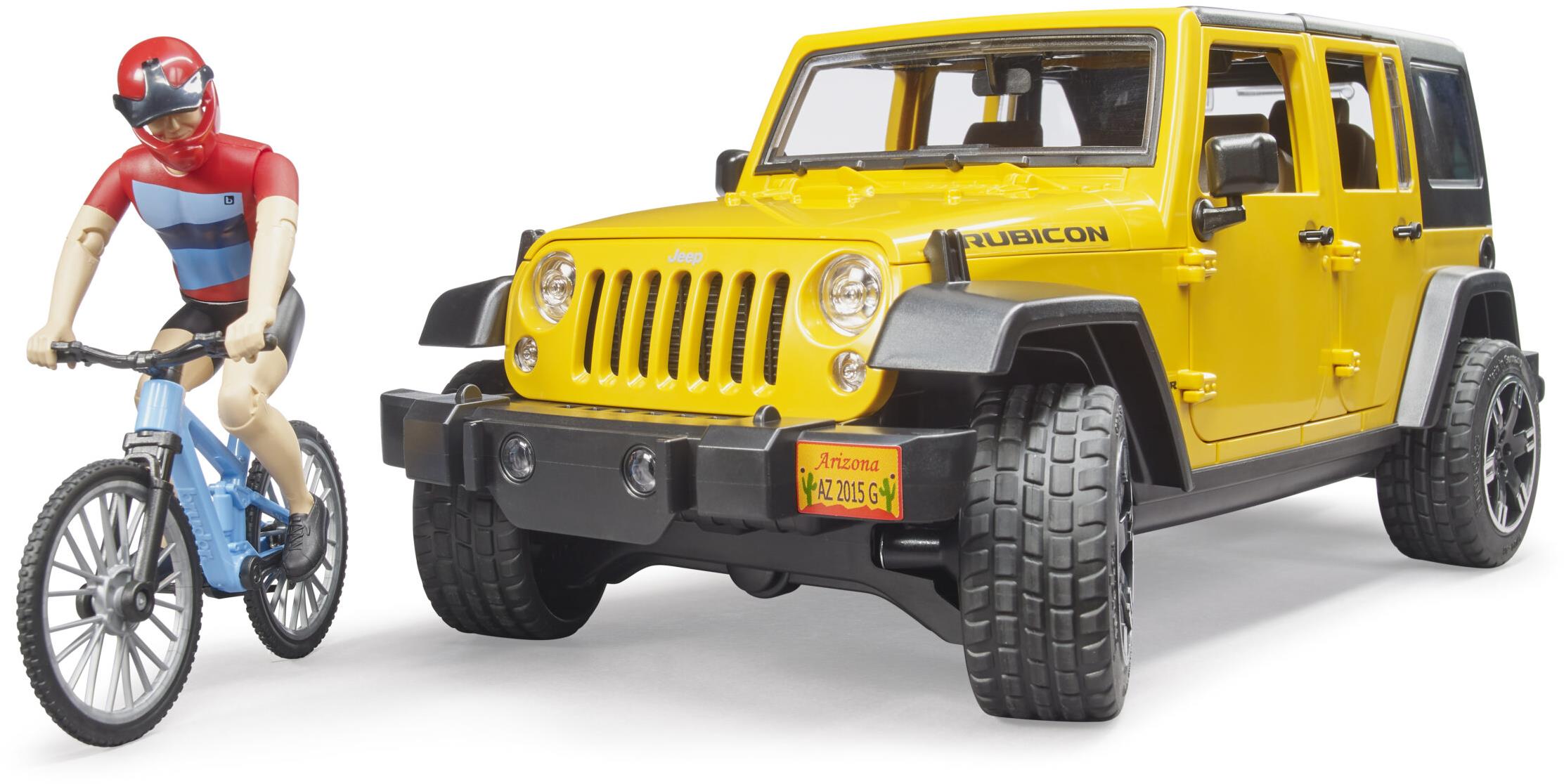 Bruder 02543 Jeep Wrangler s horským bicyklom a cyklistom