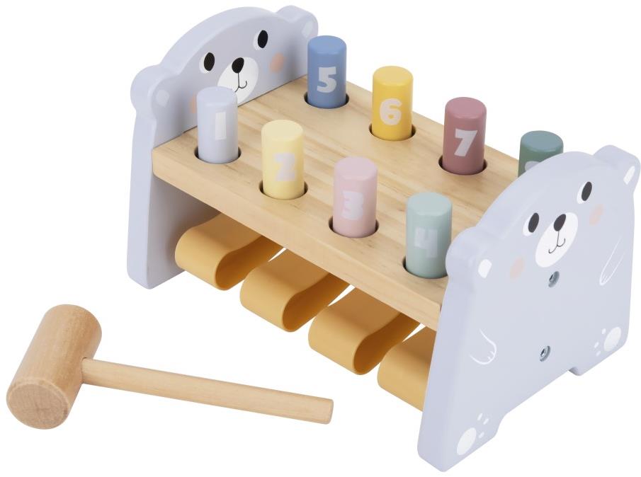 eliNeli Drevená zatĺkačka medvedík s číslami