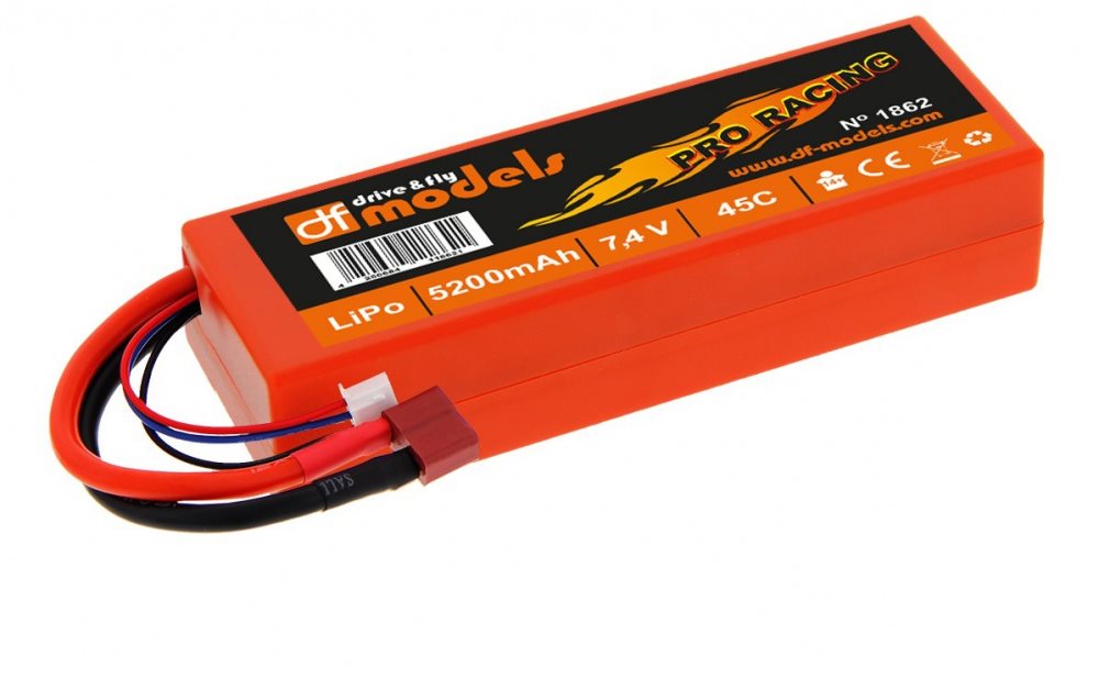 DF Models LiPo Aku 7,4 V/5200 mAh 45C Pro Racing T-Plug