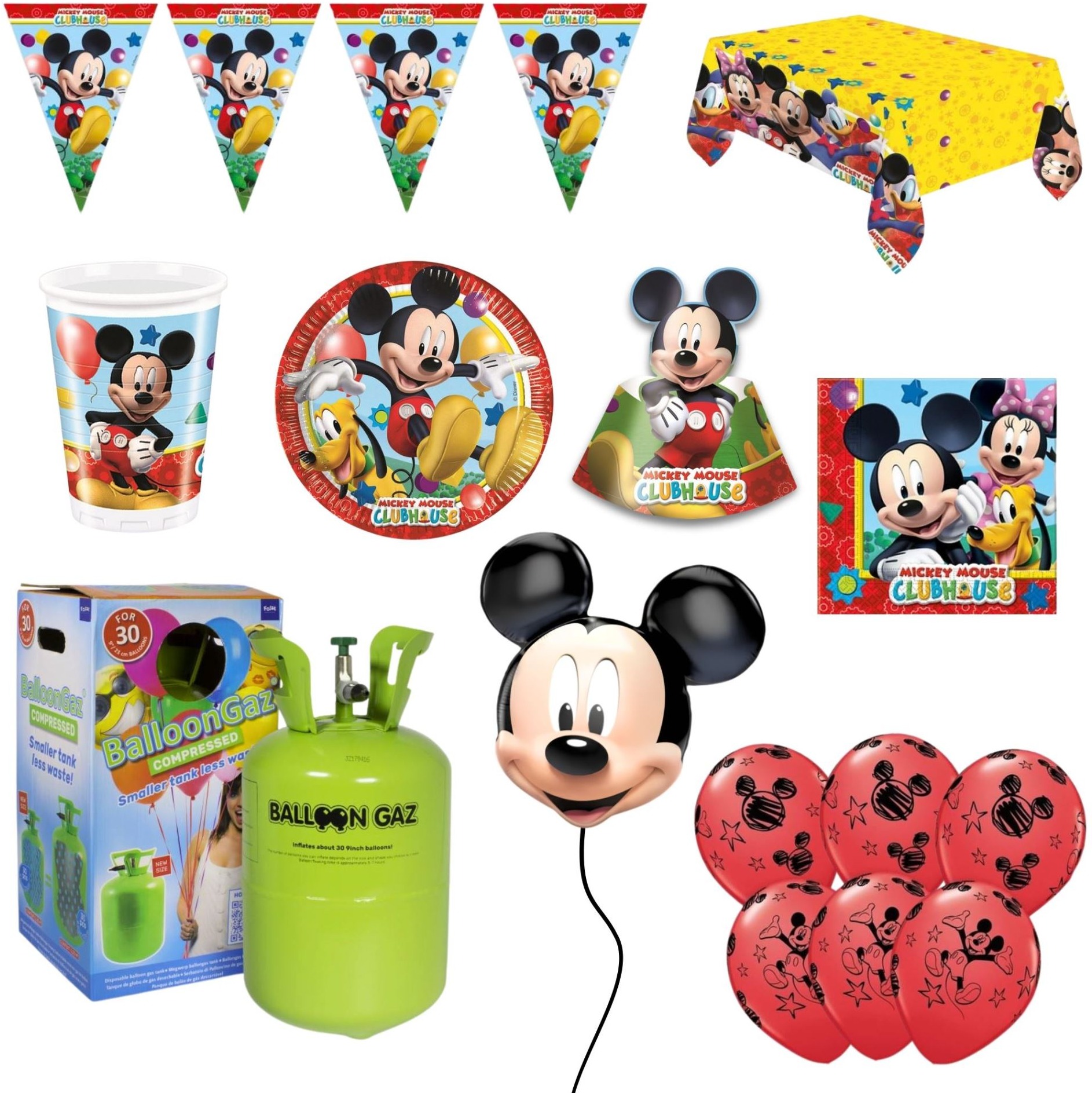 KINGOFBAL Detská narodeninová súprava Myšiak Mickey Mouse s balónikmi a héliom, pre 12 osôb, 76 ks