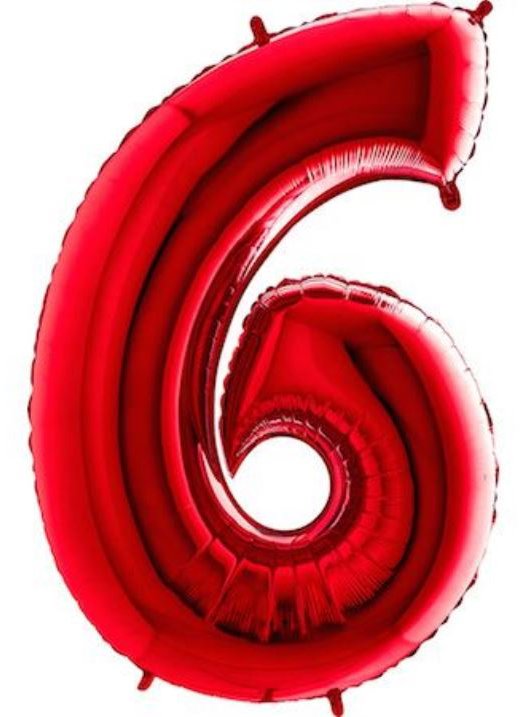 FLEXMETAL Balón fóliový číslica červená – red 102 cm – 6