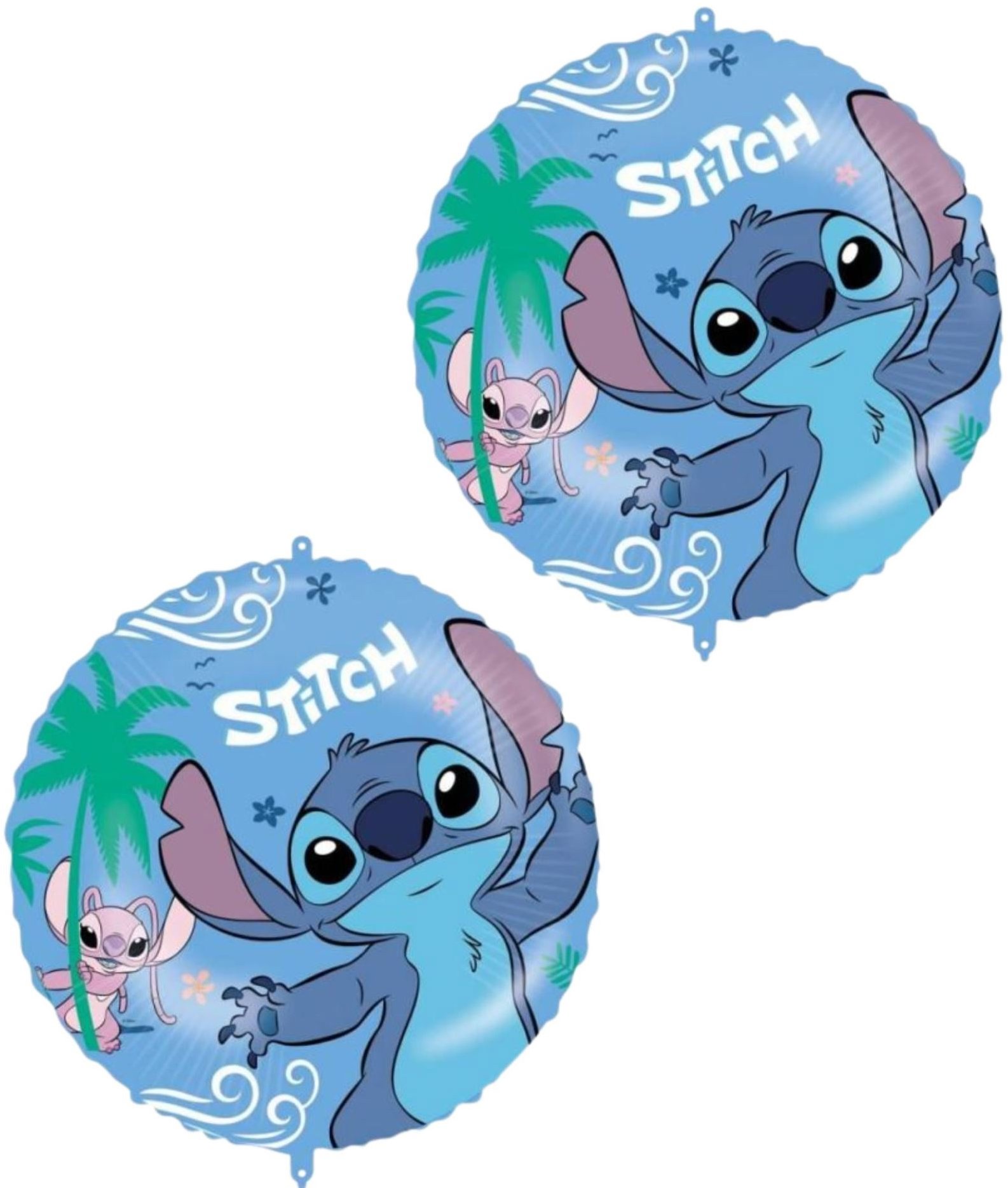 GODAN Balón foliový Stitch a Angel, 46 cm, 2 ks