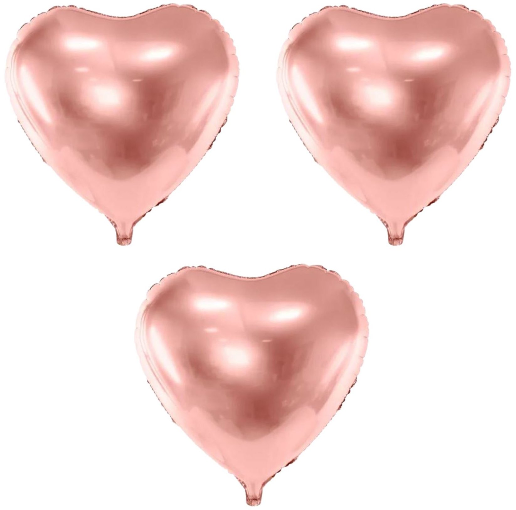 PARTYDECO Balón foliový srdce růžovo zlaté, rosegold, svatba, valentýn, 45 cm, 3 ks