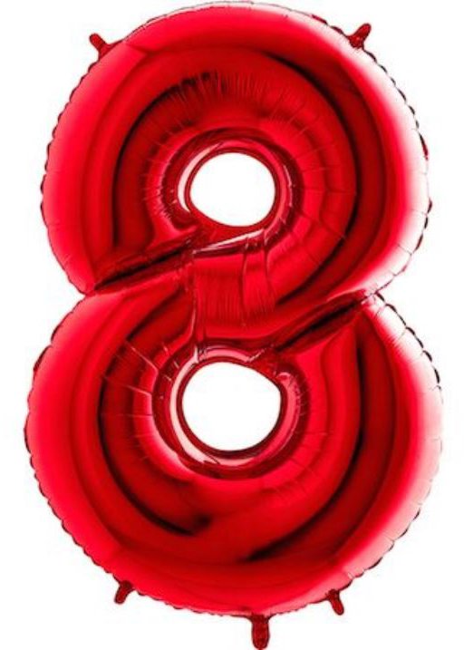 FLEXMETAL Balón fóliový číslica, red 102 cm, 8