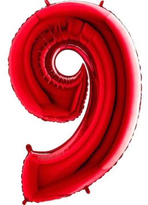 FLEXMETAL Balón fóliový číslica, red 102 cm, 9