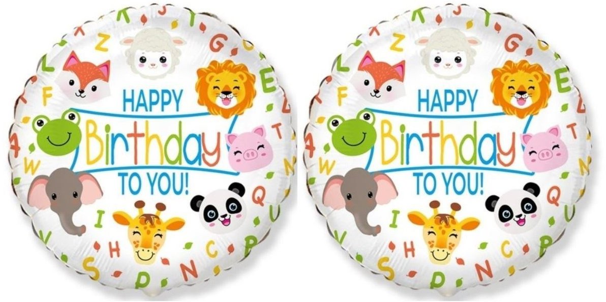 FLEXMETAL Balón fóliový – zvieratká/happy birthday/narodeniny/safari, 48 cm, 2 ks