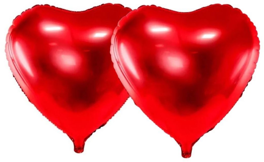 PARTYDECO Fóliový balón – srdce, valentín/svadba, červené, 60 cm, 2 ks