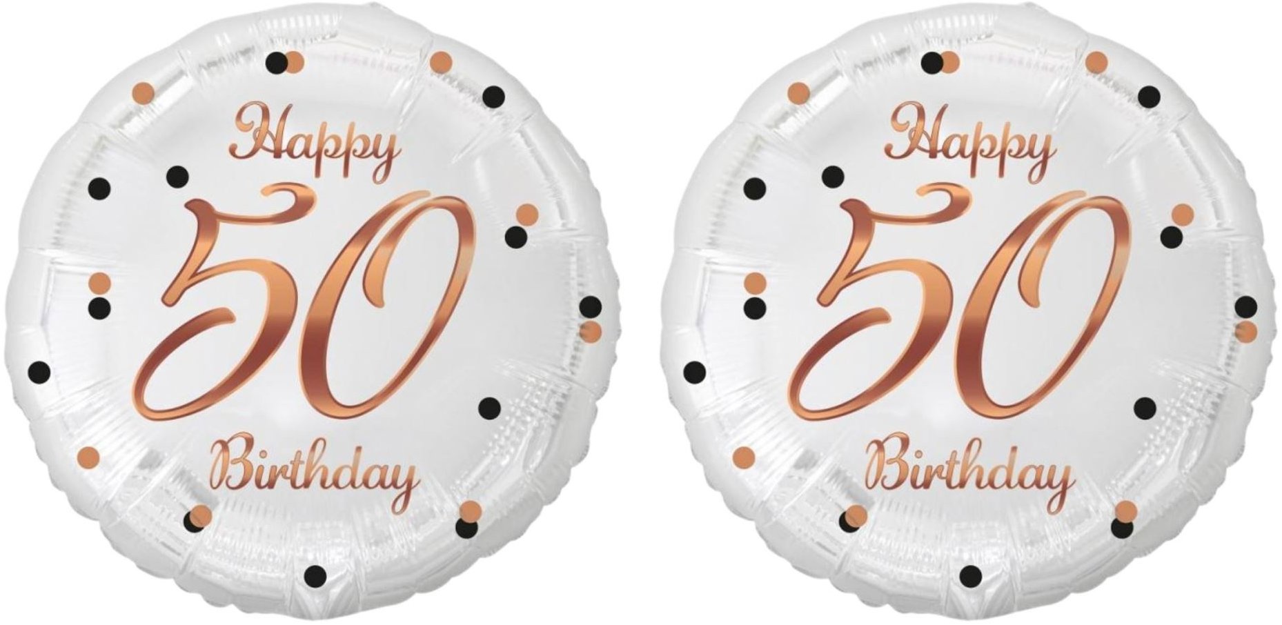 GoDan Balón fóliový biely 50 rokov – happy birthday/narodeniny, ružovo-zlatý nápis, 45 cm, 2 ks