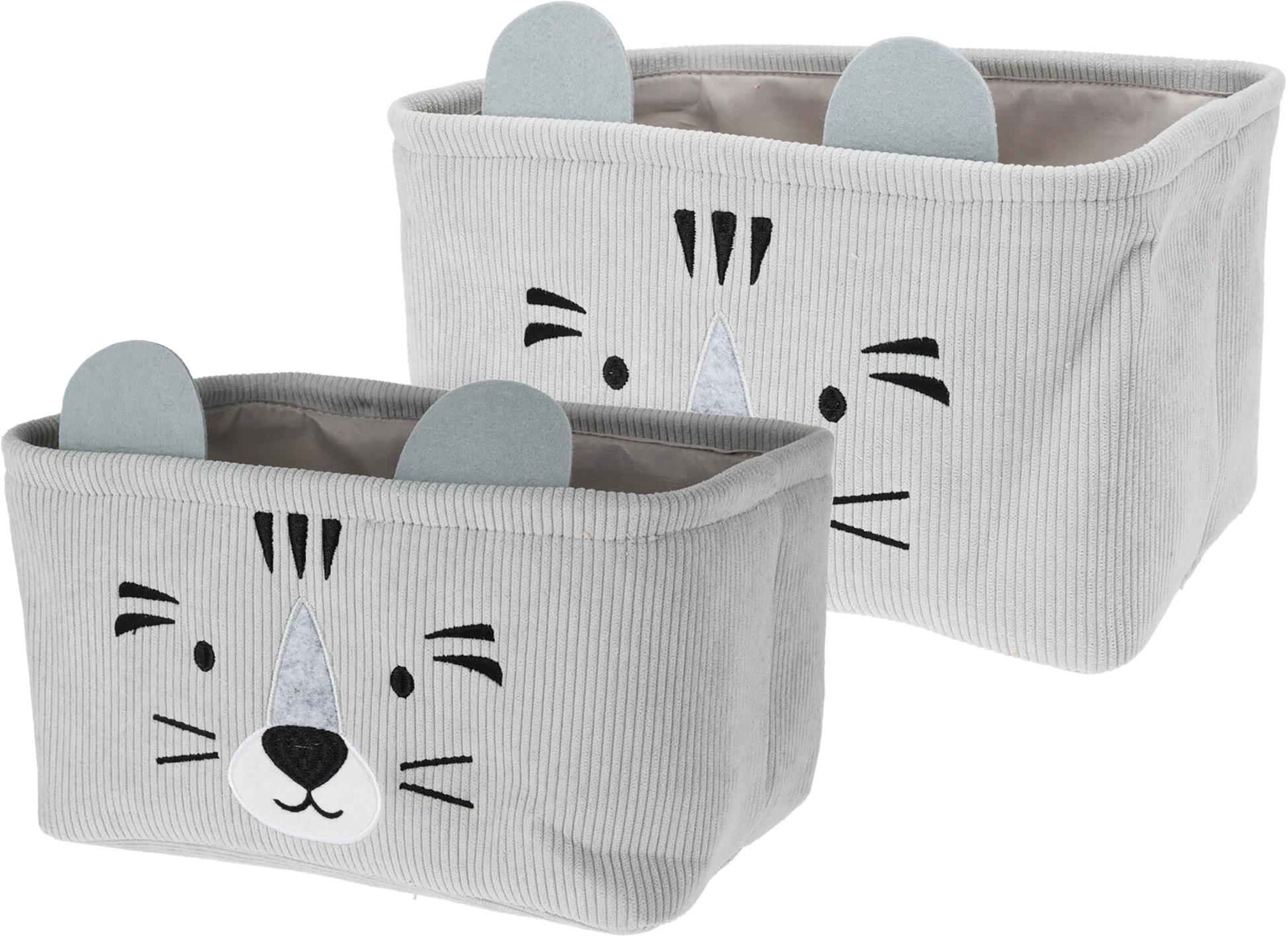 H&L Detský úložný košík Tiger, sivý