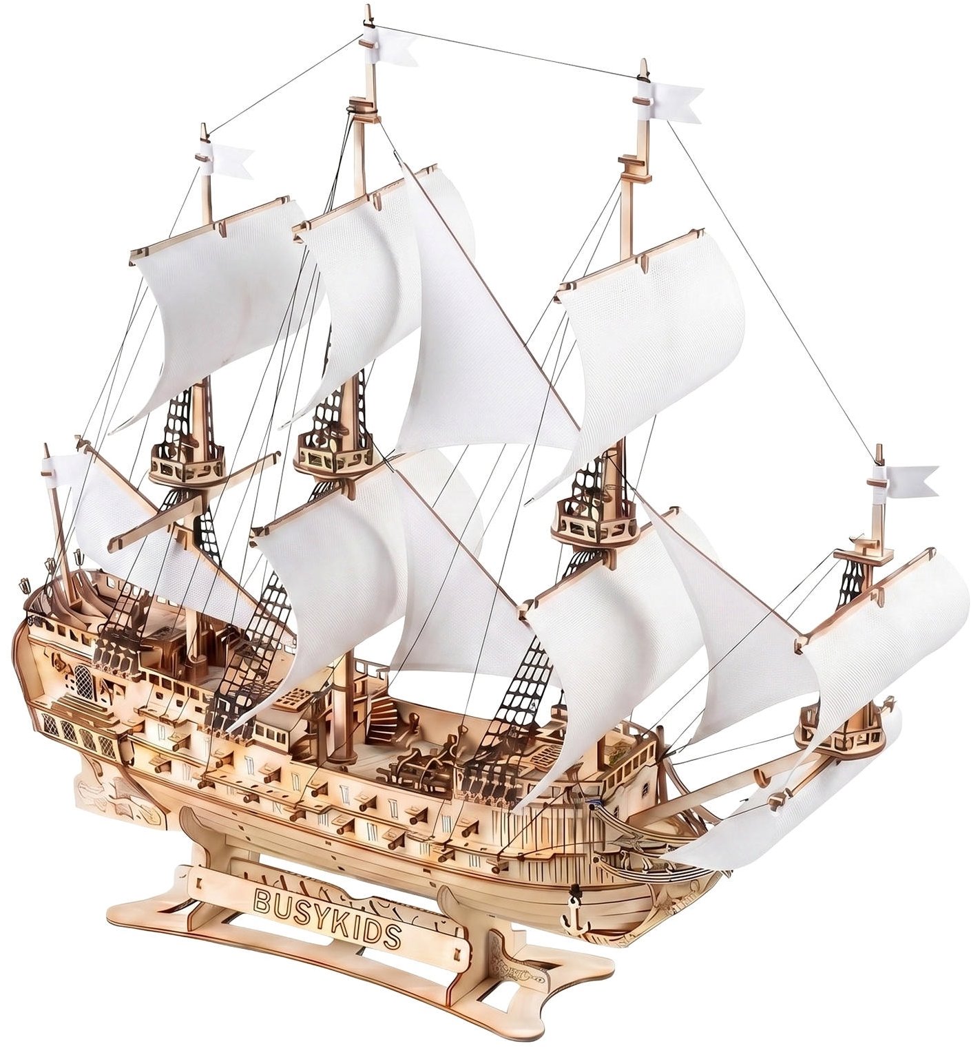 BusyKids Storm of the Seas 3D drevená loď, white