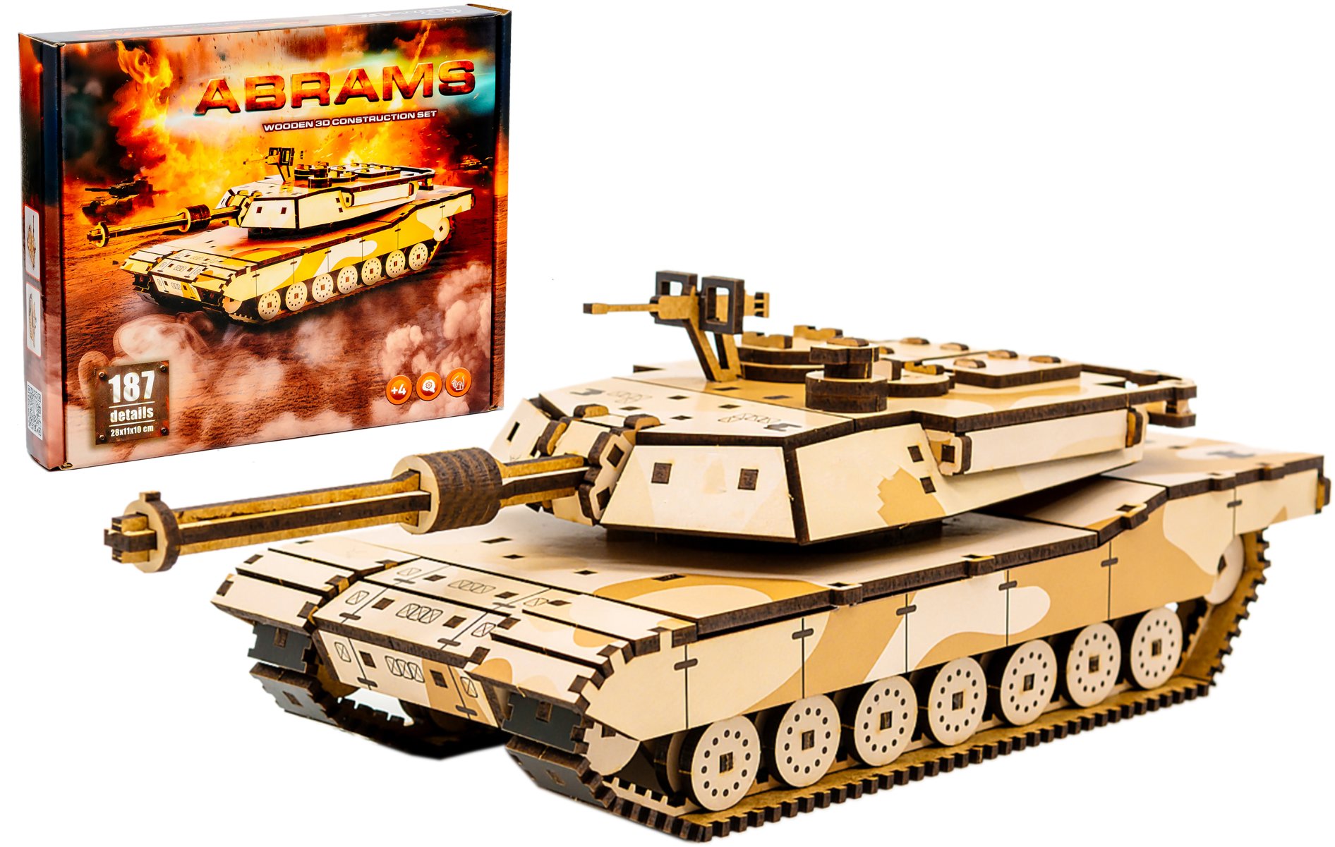 BusyKids Dřevěná 3D stavebnice Tank Abrams