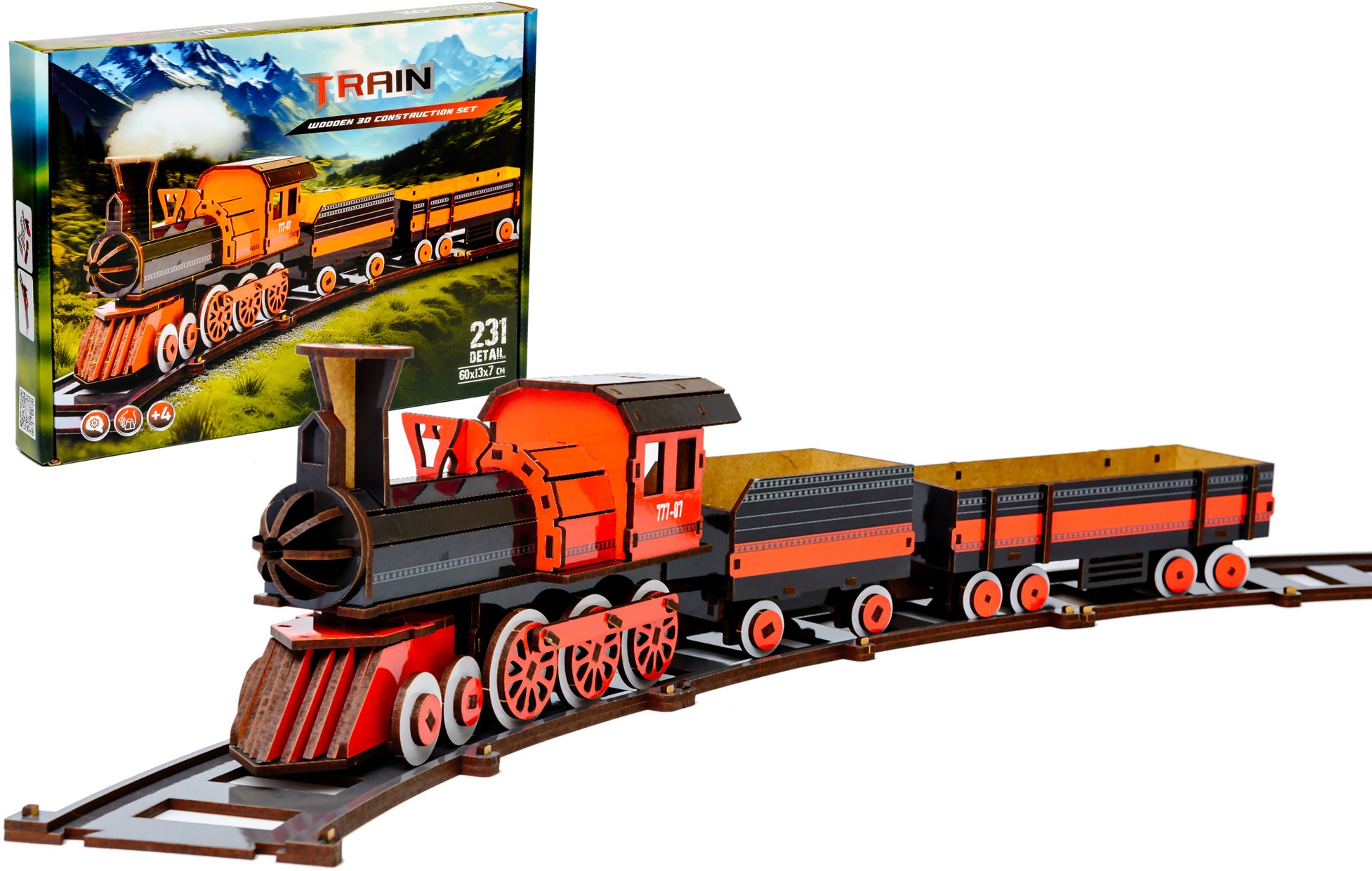 BusyKids Dřevěná 3D stavebnice Vlak