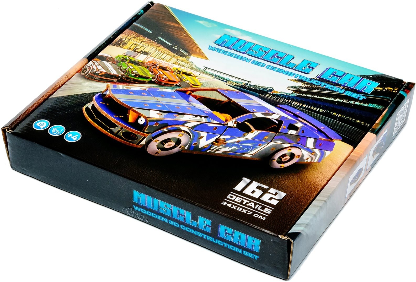 BusyKids Dřevěná 3D stavebnice Muscle Car modrý