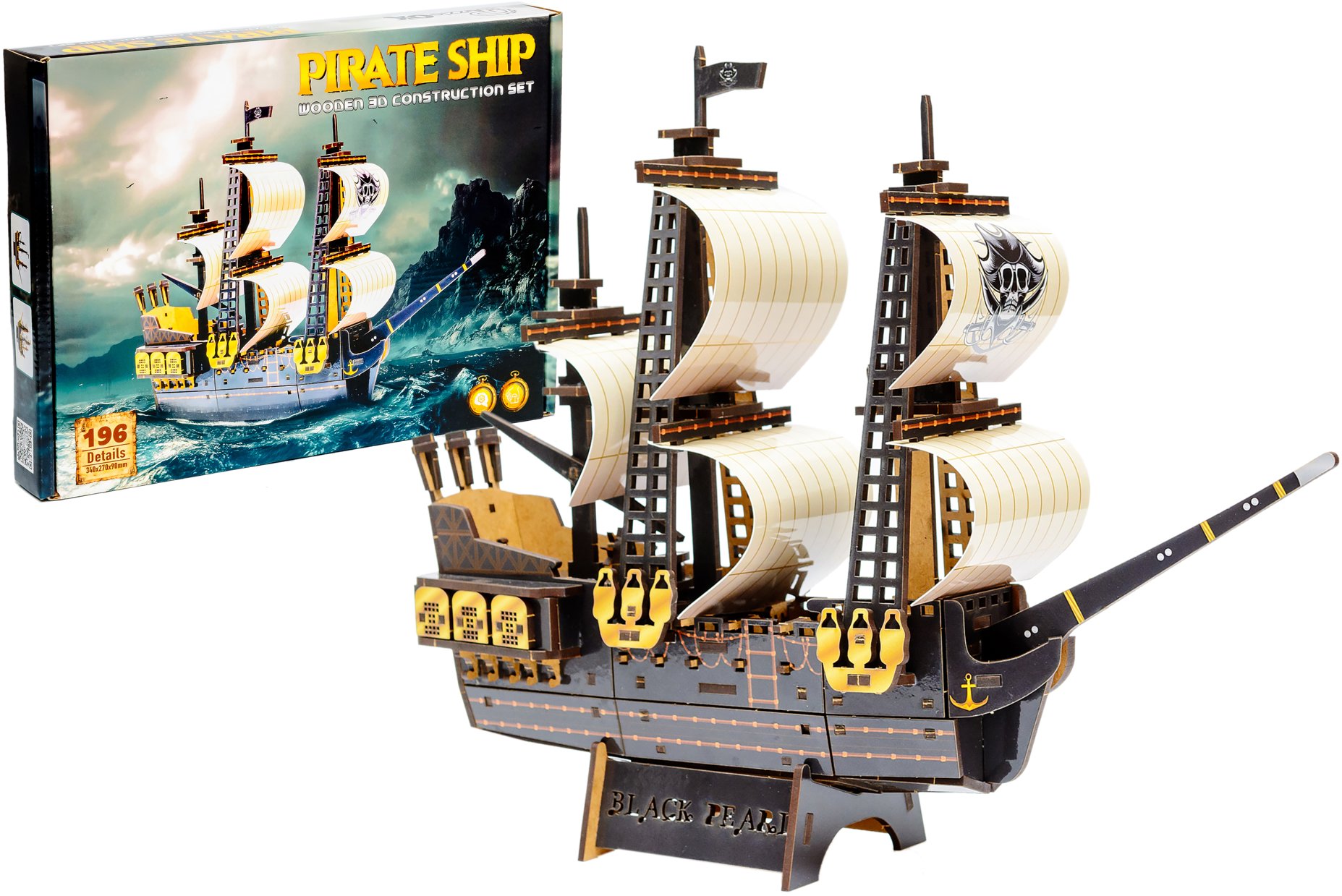 BusyKids Dřevěná 3D stavebnice Pirátská loď