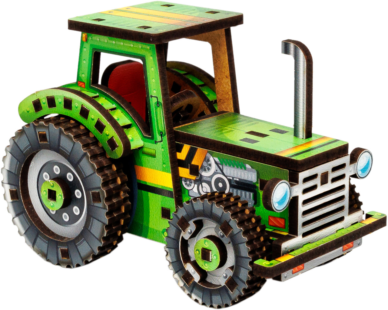 BusyKids Dřevěná 3D stavebnice Turbo traktor