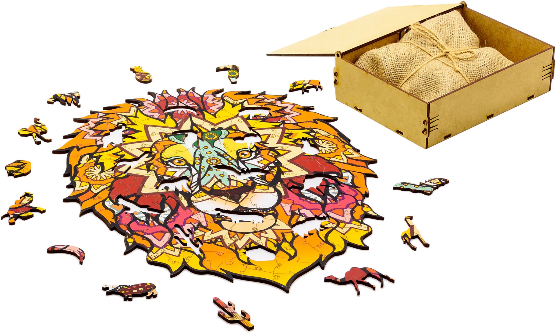BusyKids Dřevěné tvarované puzzle Africký lev A4