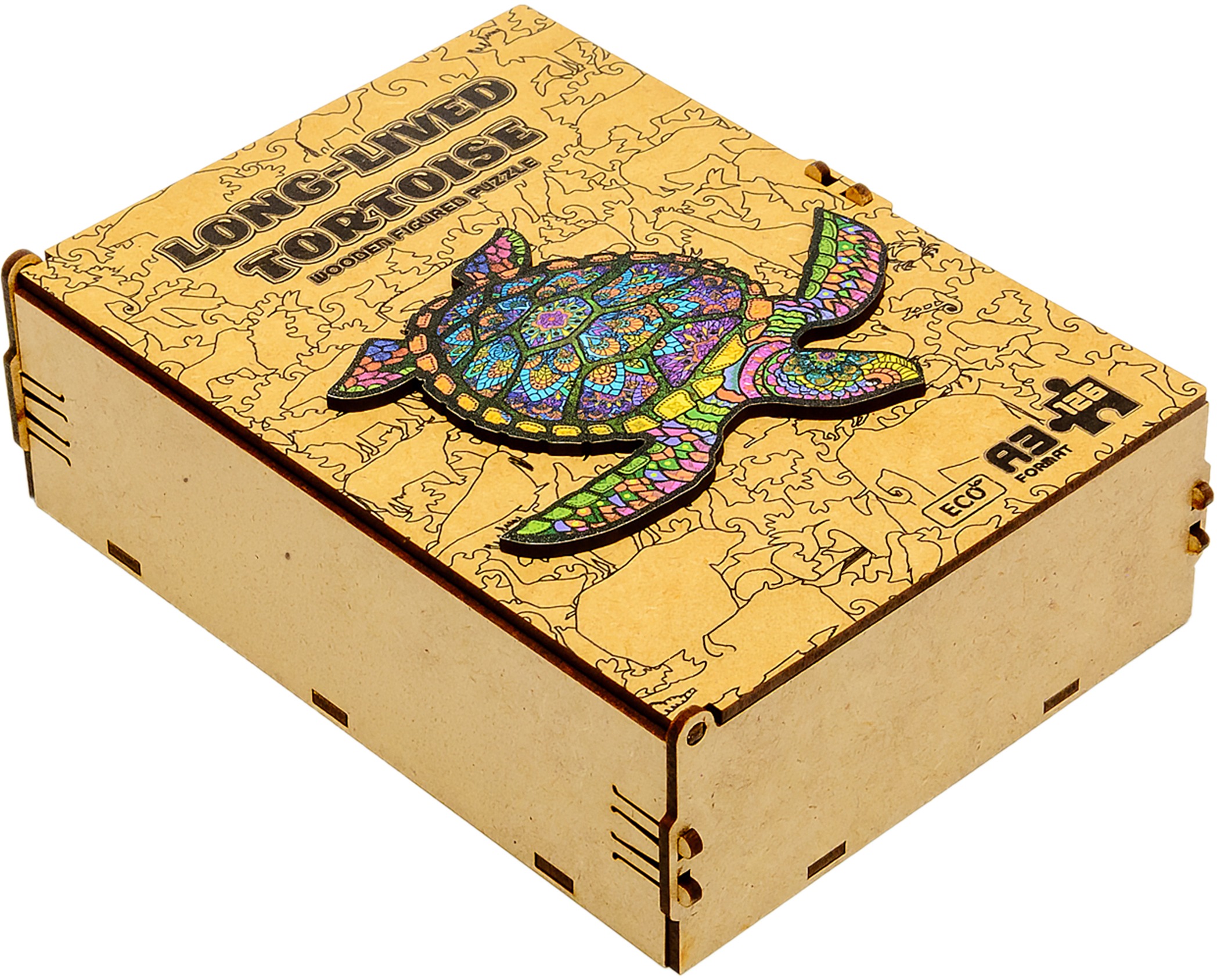 BusyKids Dřevěné tvarované puzzle Dlouhověká želva A3