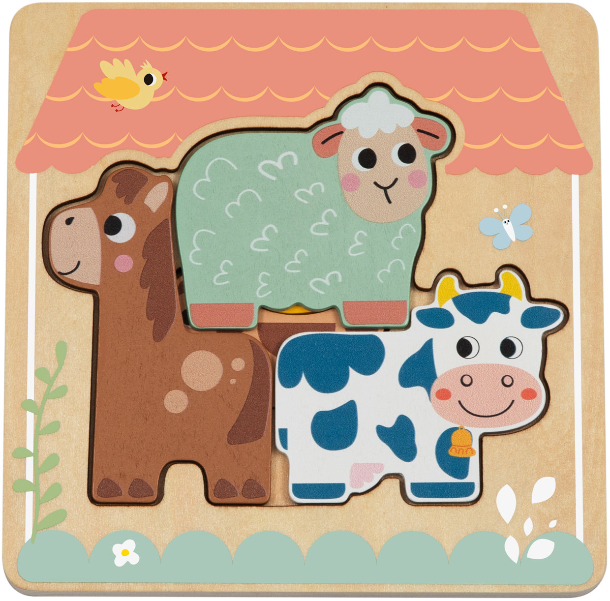 BusyKids Montessori dřevěné puzzle - Farma