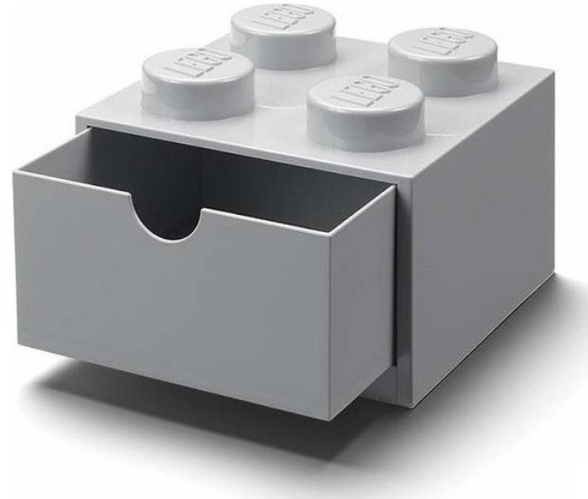 LEGO stolný box 4 so zásuvkou – sivý
