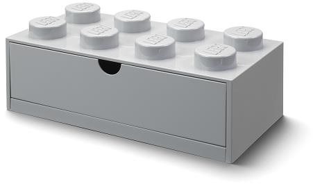 LEGO stolný box 8 so zásuvkou – sivá