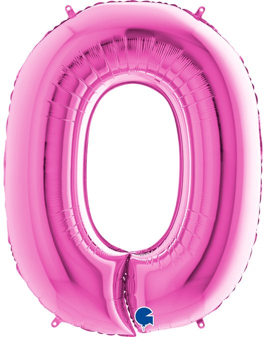 Fóliový balónik, 102 cm, číslica „0“, ružový