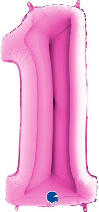 Fóliový balónik, 102 cm, číslica „1“, ružový