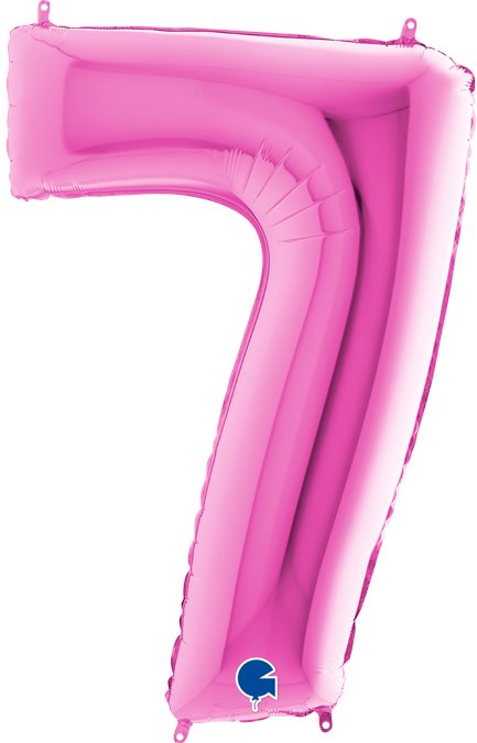Fóliový balónik, 102 cm, číslica „7“, ružový