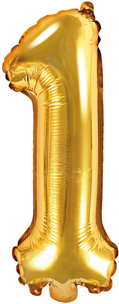 Fóliový balónik, 35 cm, číslica „1“, zlatý