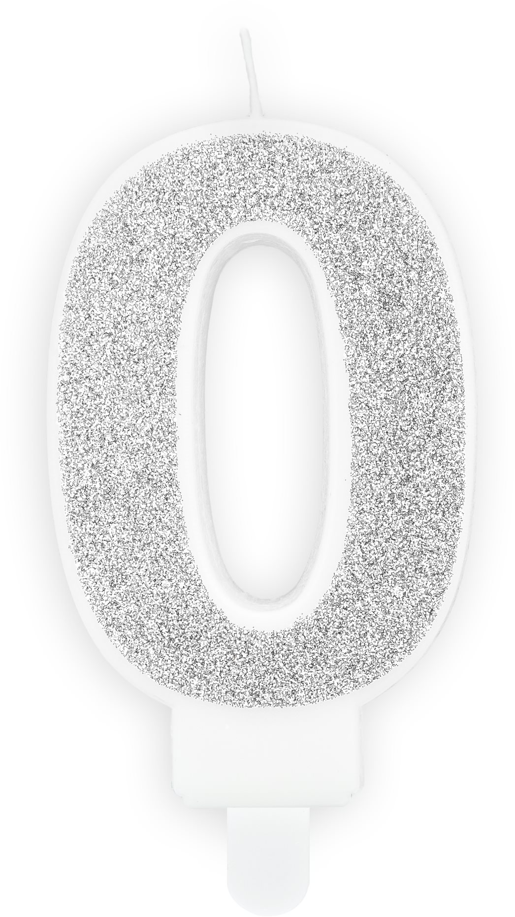 Sviečka narodeninová, 7 cm, číslica „0", strieborná