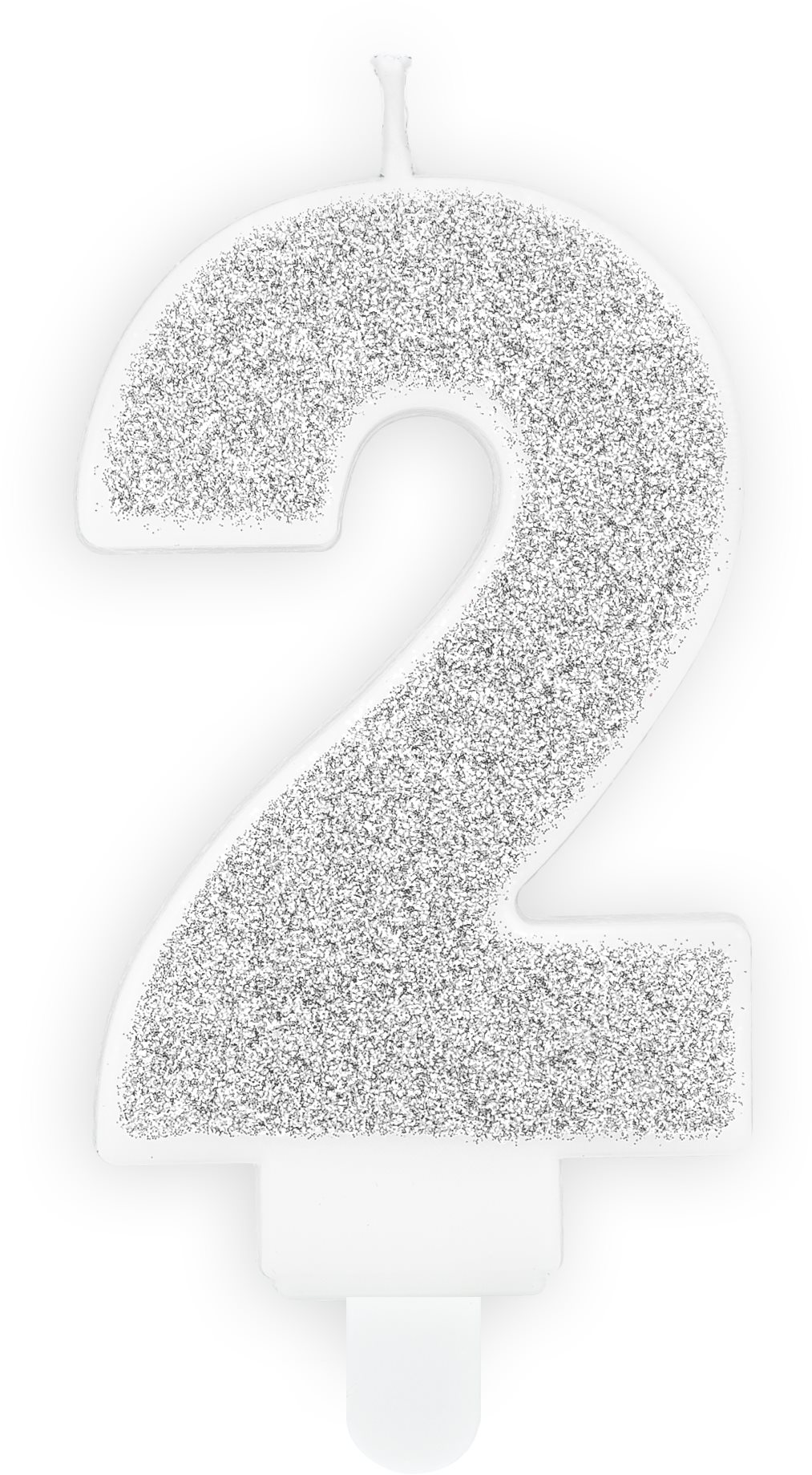 Sviečka narodeninová, 7 cm, číslica „2“, strieborná