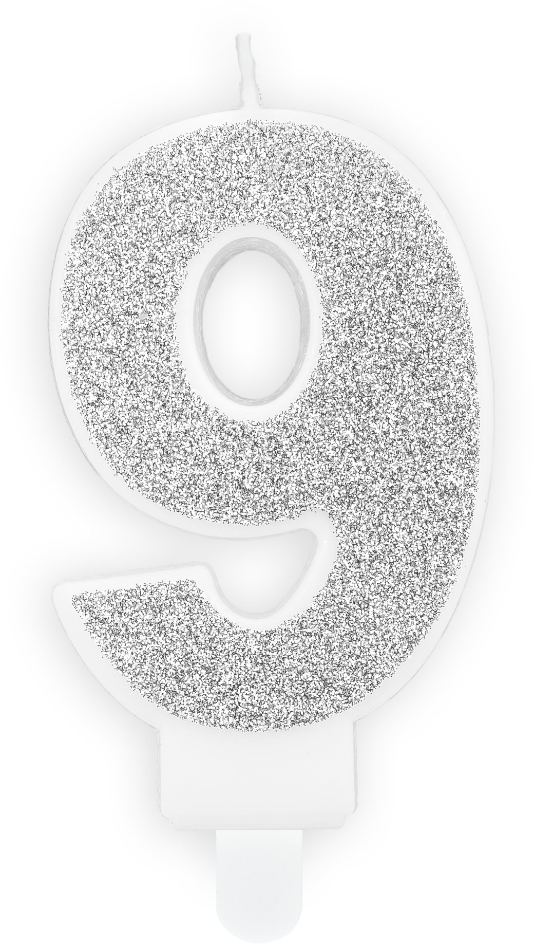 Sviečka narodeninová, 7 cm, číslica „9“, strieborná