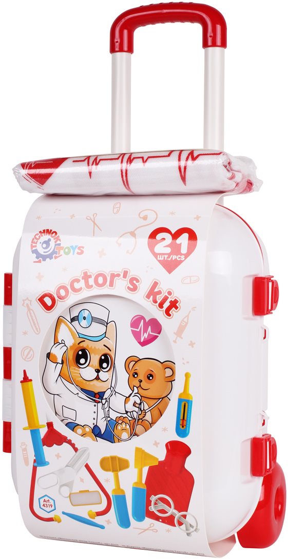 Súprava doktor/lekár plast 21 ks v kufríku na kolieskach