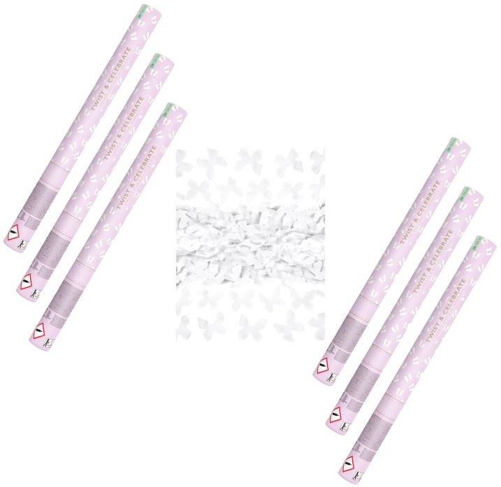 Konfety svadobné 60 cm 6 ks biele motýle