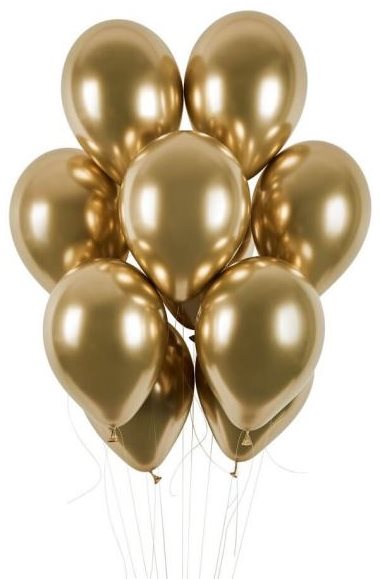 SMART BALLOONS Balóniky Chromované 50 ks zlaté lesklé – priemer 33 cm