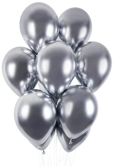 SMART BALLOONS Balóniky chromované 50 ks strieborné lesklé – priemer 33 cm