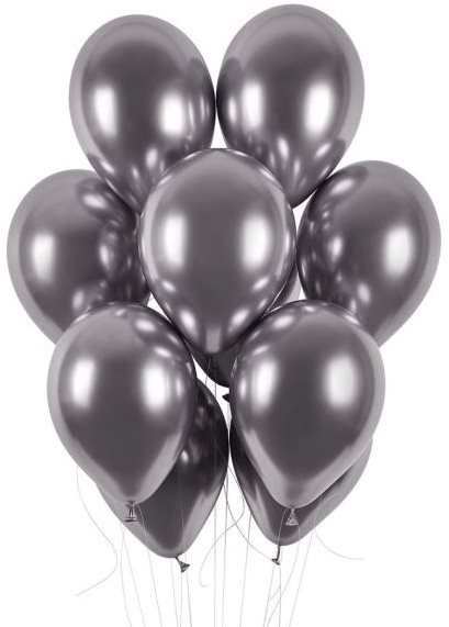 SMART BALLOONS Balóniky chrómované 50 ks vesmírno sivé lesklé – priemer 33 cm