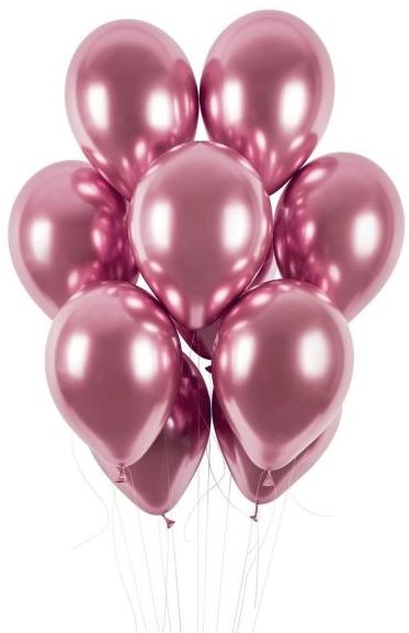 SMART BALLOONS Balóniky chrómované 50 ks ružové lesklé – priemer 33 cm