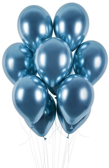 SMART BALLOONS Balóniky chrómované 50 ks modré lesklé – priemer 33 cm