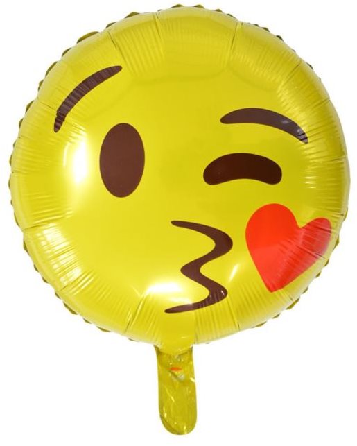 Balón fóliový smajlík – smile – kiss – bozk – 45 cm