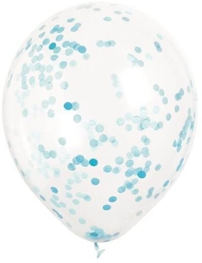 Balóniky 30cm – priehľadné s modrými konfetami – 6 ks