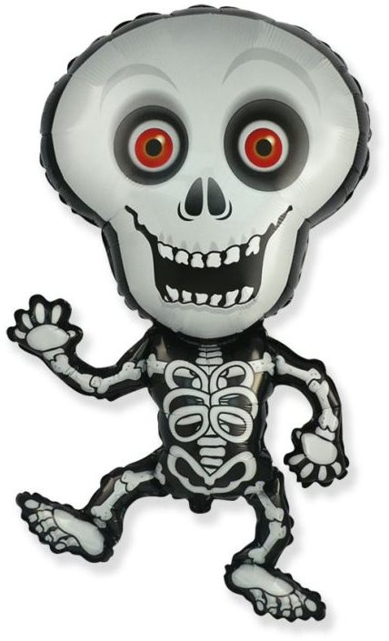 Balónik fóliový kostlivec – 82 cm – Halloween – čierno-sivý