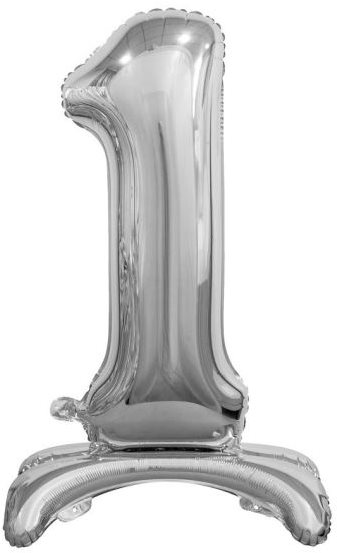 Balónik fóliový číslica strieborná na podstavci, 74 cm – 1