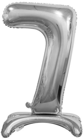 Balónik fóliový číslica strieborná na podstavci, 74 cm – 7