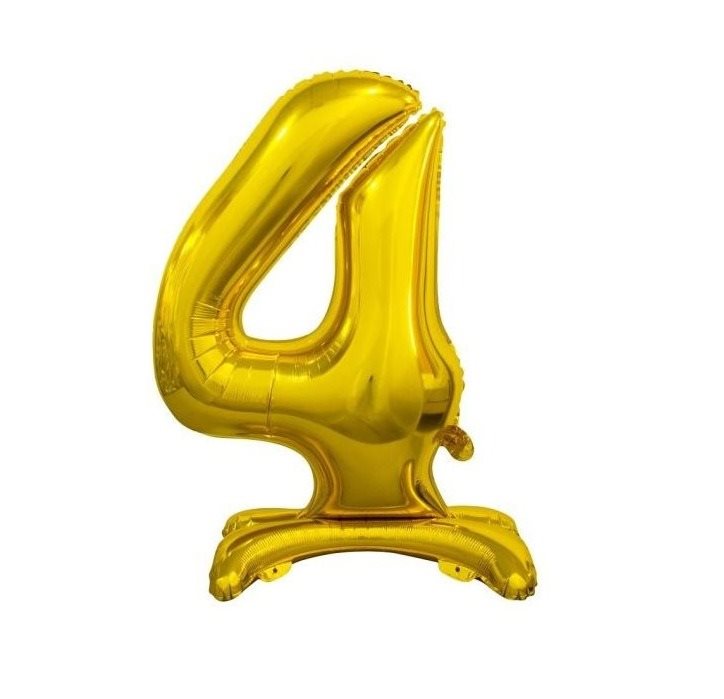Balón fóliový číslice zlaté na podstavci , 74 cm – 4