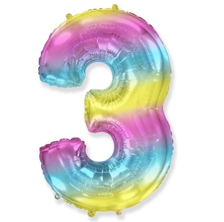 Balón fóliový číslica dúhová – rainbow – 102 cm – 3